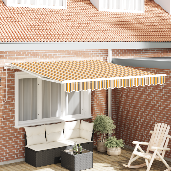 manuelle einziehbare Markise bunt gestreift 350x250 cm
