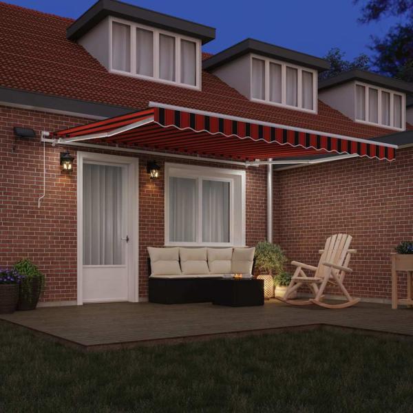 Manuelle einziehbare Markise mit LED in Orange und Braun 400x300 cm