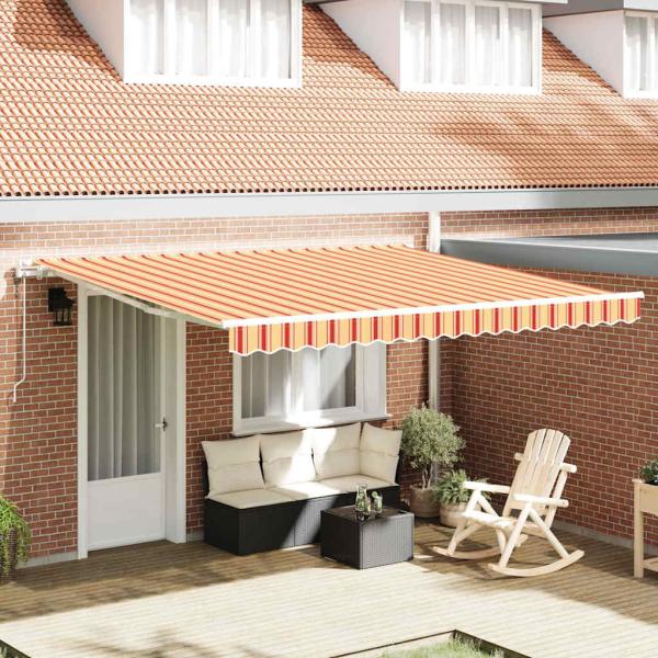 ARDEBO.de - Automatische Einziehbare Markise Gelb und Orange 4 x 3 m