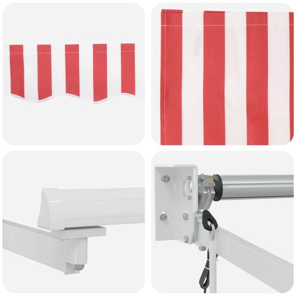 Automatische Einziehbare Markise Rot und Weiße Streifen 400x300 cm