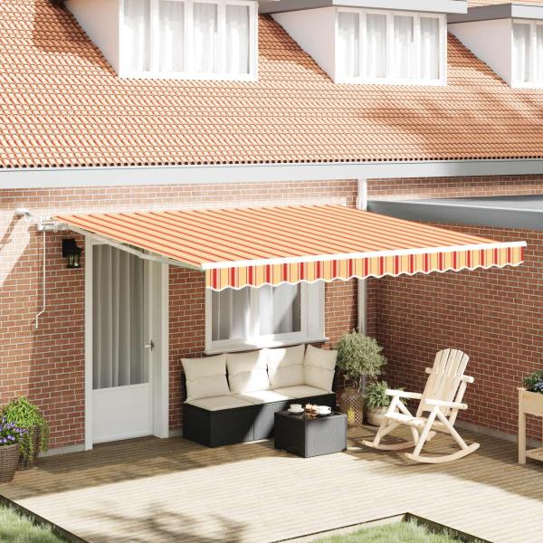 Automatische einziehbare Markise mit LED in Gelb und Orange, 400x350 cm