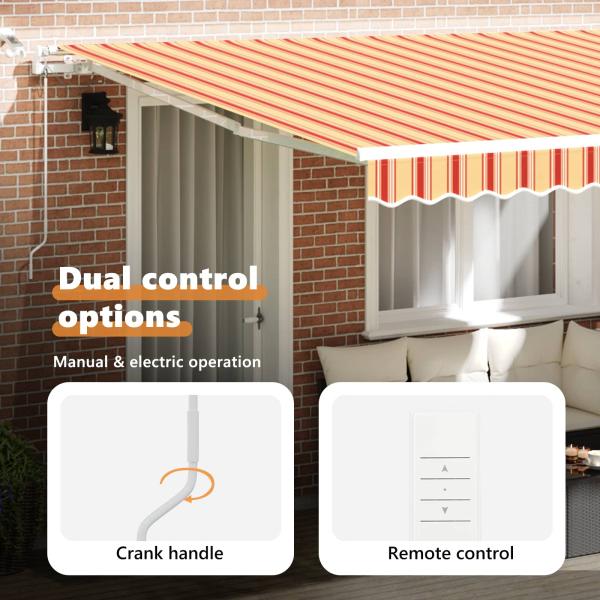 Automatische einziehbare Markise mit LED in Gelb und Orange, 400x350 cm