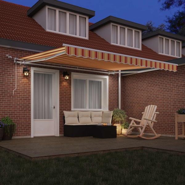 Automatische einziehbare Markise mit LED in Gelb und Orange, 400x350 cm