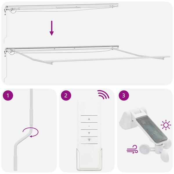Automatische einziehbare Markise mit LED in Gelb und Orange, 400x350 cm
