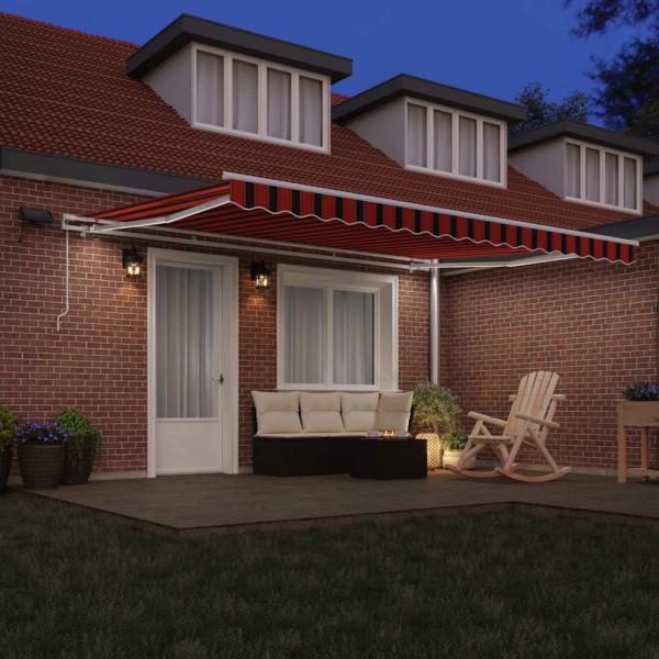 Manuelle Einziehbare Markise mit LED in Orange und Braun 450x300 cm