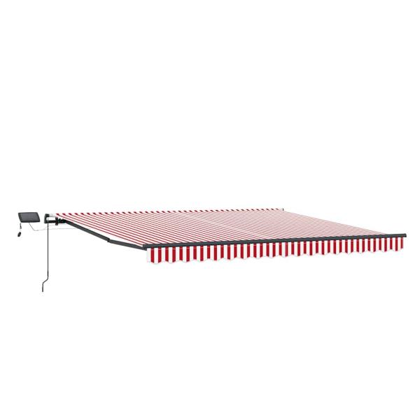 Manuelle einziehbare Markise mit LED in Rot und Weiß 450 x 300 cm