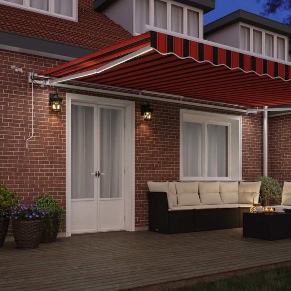 Einziehbare Markise mit LED in Orange und Braun, 500x300 cm