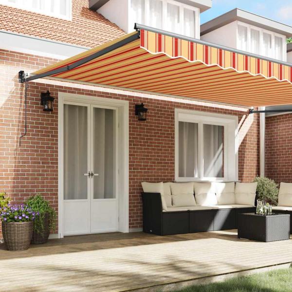 Einziehmarkise Automatisch Creme und Orange 500x300 cm