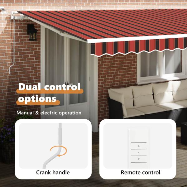 Automatische einziehbare Markise mit LED in Orange und Braun 500x350 cm