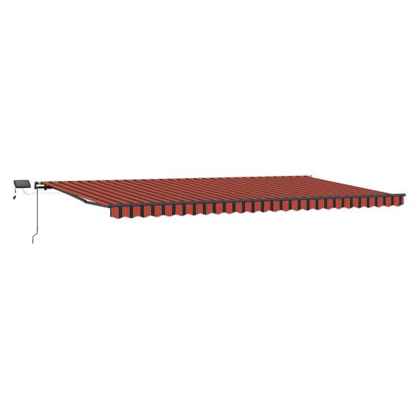 Manuelle einziehbare Markise mit LED in Orange und Braun 600x300 cm