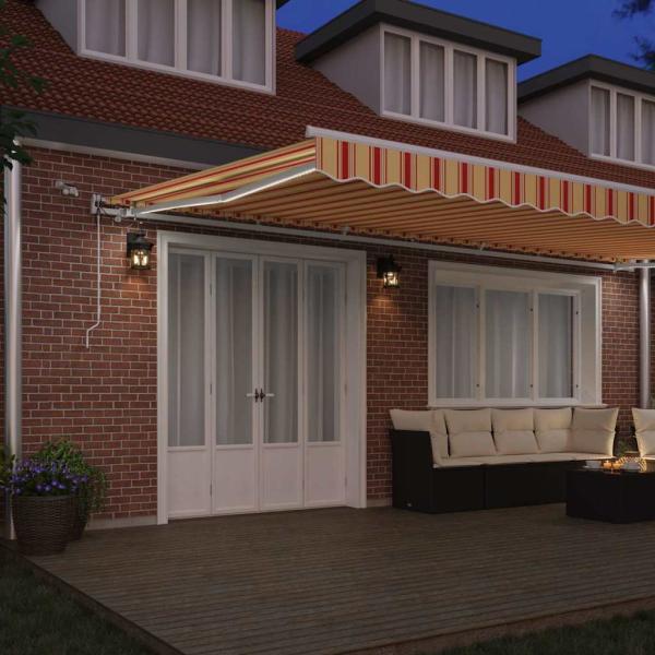 Automatische einziehbare Markise mit LED in Gelb und Orange 600x300 cm