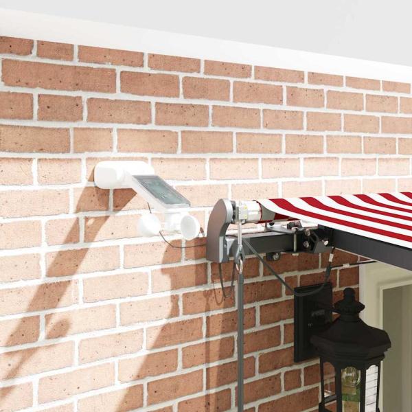 Automatische Einziehbare Markise mit LED Rot und Weiß Gestreift 600 x 300 cm