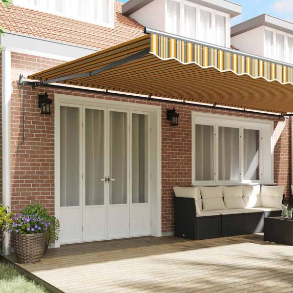 Automatische einziehbare Markise Mehrfarbige Streifen 600x350 cm