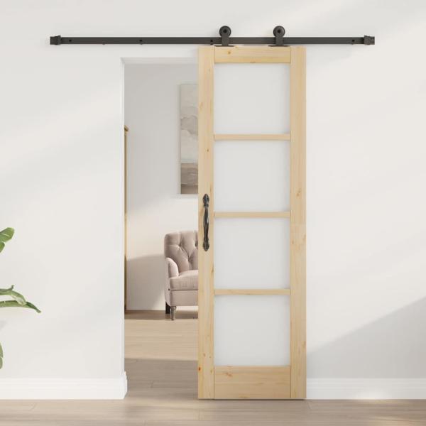 Schiebetür mit Montageset 'ORKDAL'Massivholz & Glas