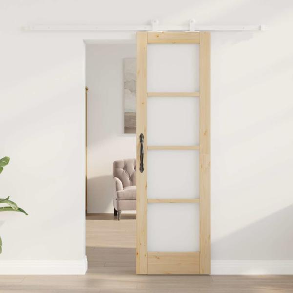 Schiebetür mit Beschlägen 'ORKDAL'aus Massivholz und Glas