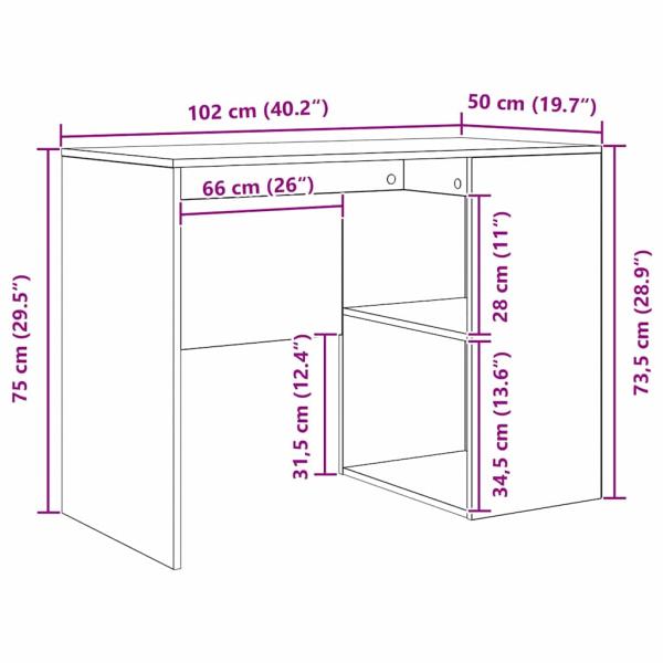 Eckschreibtisch Grau Sonoma 102x88x75 cm Spanplatte