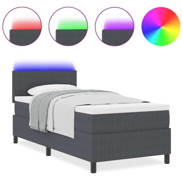 Boxspringbett mit Matratze & LED Dunkelgrau 80x200 cm Cordstoff