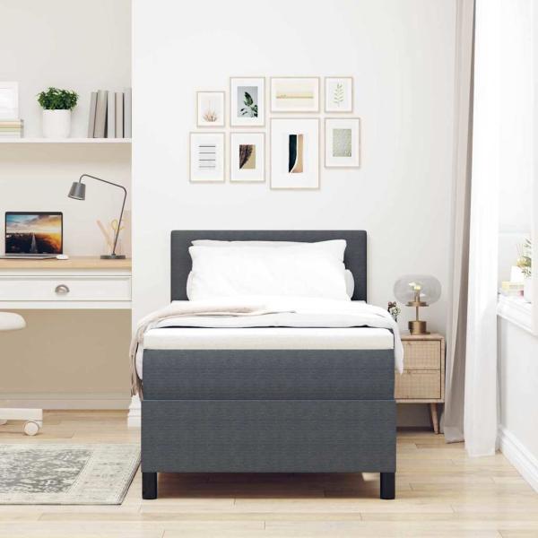Boxspringbett mit Matratze & LED Dunkelgrau 80x200 cm Cordstoff