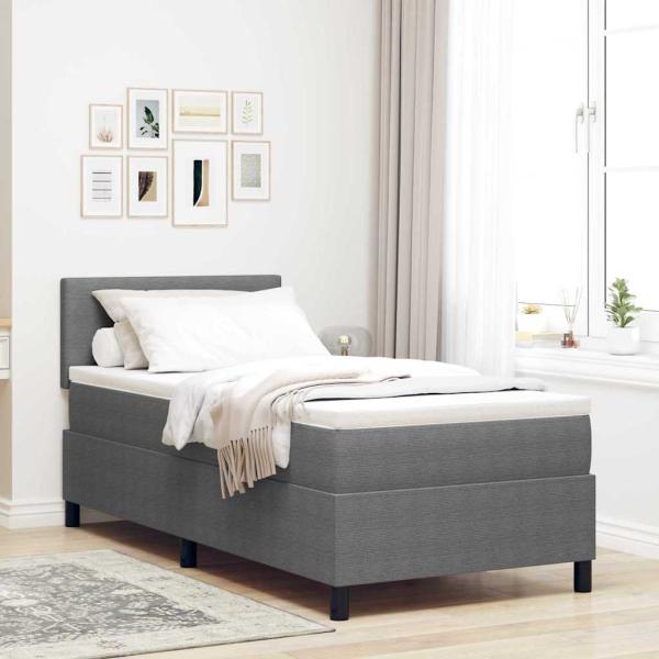 ARDEBO.de - LED Boxspringbett mit Matratze Hellgrau Cordstoff