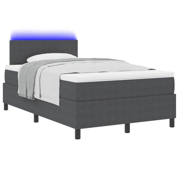 LED Boxspringbett mit Matratze Dunkelgrau 120x200 cm Cordstoff