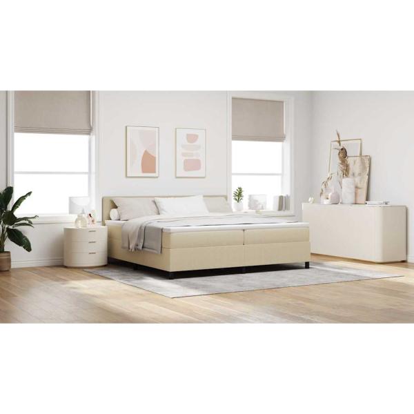 Boxspringbett mit Matratze & LED Licht Grün Grau 200x200 cm Cordstoff