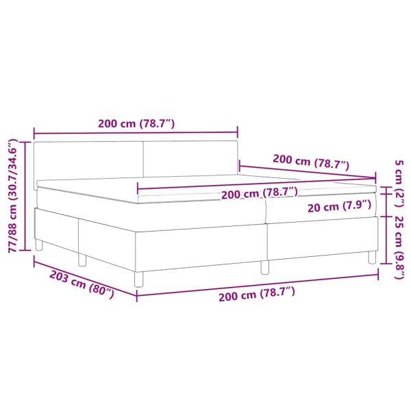 Boxspringbett mit Matratze & LED Licht Grün Grau 200x200 cm Cordstoff