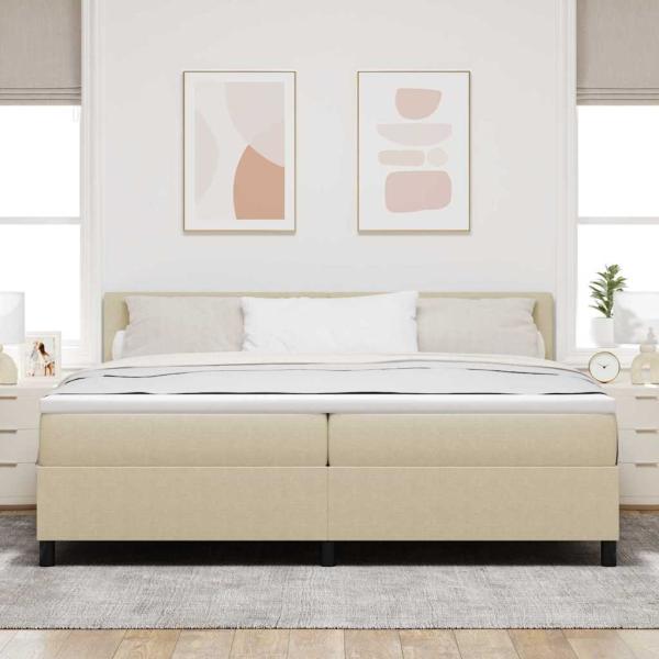 Boxspringbett mit Matratze & LED Licht Grün Grau 200x200 cm Cordstoff
