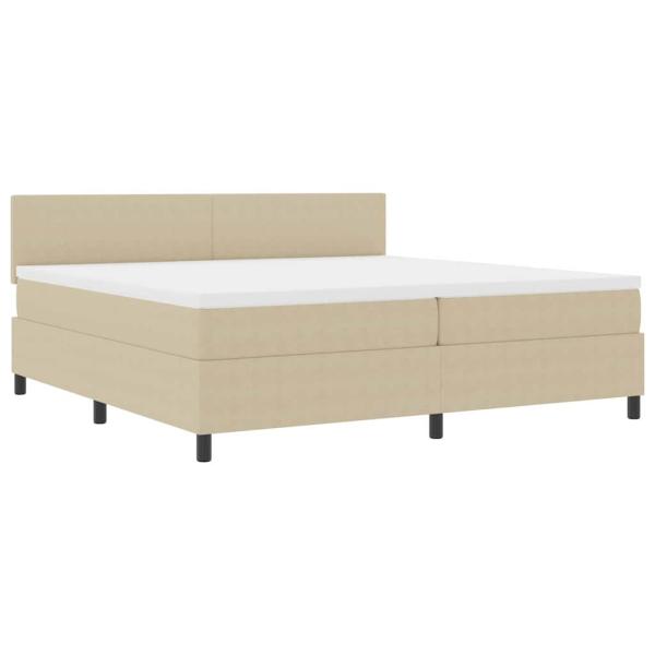Boxspringbett mit Matratze & LED Licht Grün Grau 200x200 cm Cordstoff