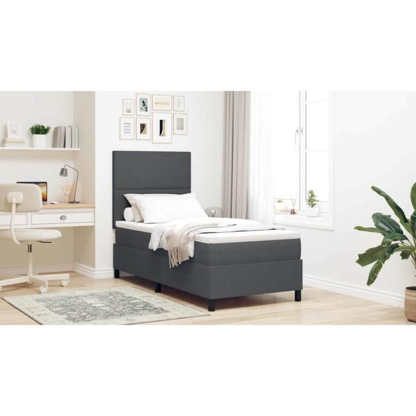 Boxspringbett mit Matratze & LED Dunkelgrau 80x200 cm Cordstoff