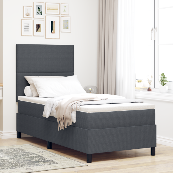 Boxspringbett mit Matratze & LED Dunkelgrau 80x200 cm Cordstoff