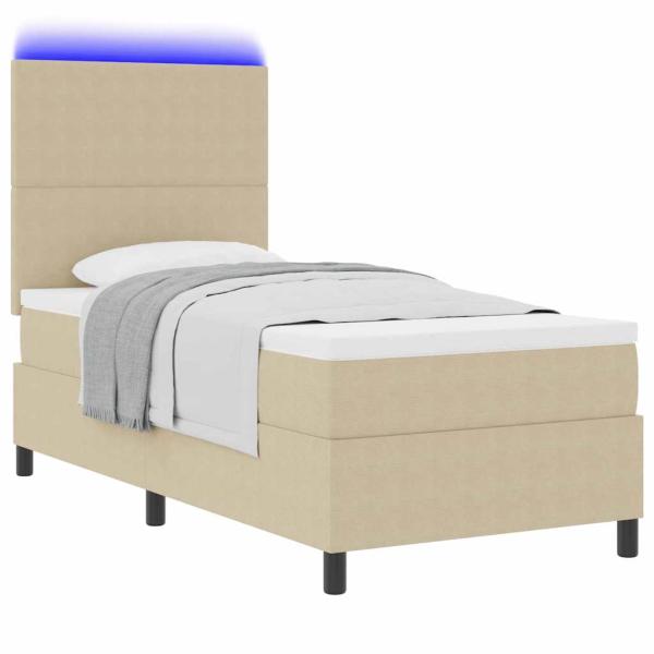 LED Boxspringbett mit Matratze Hellgrün Grau 100x200 cm Cord