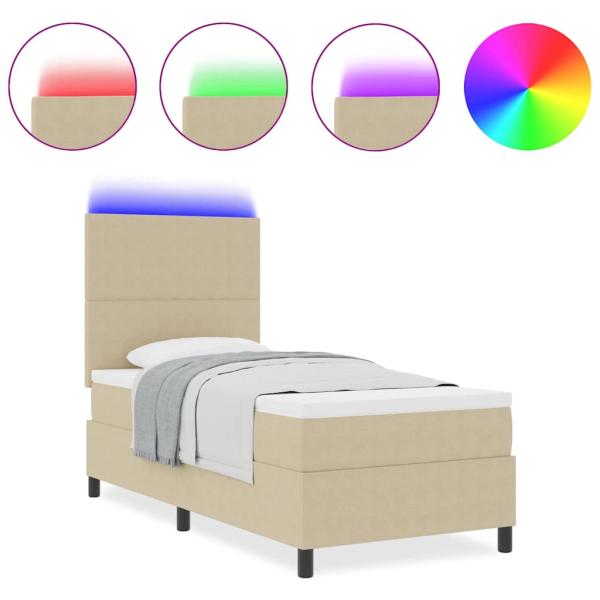 LED Boxspringbett mit Matratze Hellgrün Grau 100x200 cm Cord