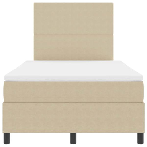 Boxspringbett mit Matratze und LED Licht Grün Grau Kleines Doppel Cordstoff