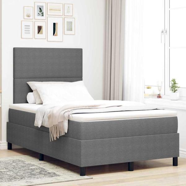 LED Boxspringbett mit Matratze Hellgrau 120x200 cm Cordstoff