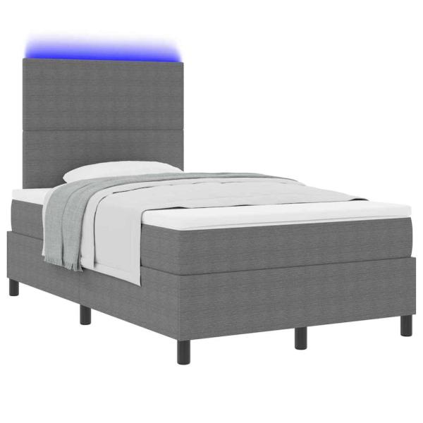 LED Boxspringbett mit Matratze Hellgrau 120x200 cm Cordstoff