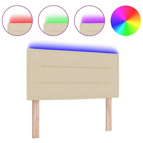 LED Kopfteil Linien-Design Creme 80 cm Stoff