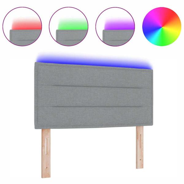 LED Kopfteil Linien-Design Hellgrau 100 cm Stoff