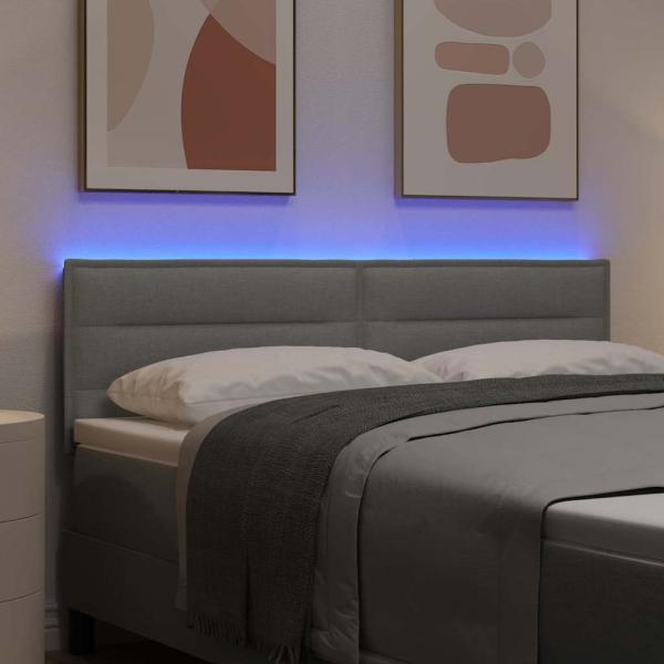 LED Kopfteil Linien-Design Hellgrau 72 cm Stoff