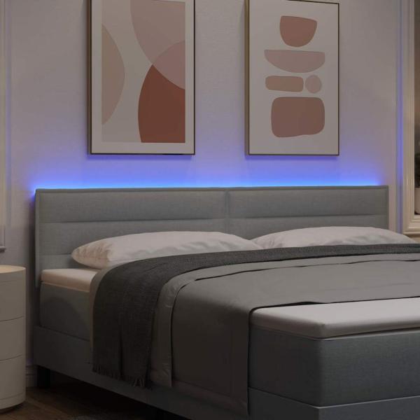 LED Kopfteil Linien-Design Hellgrau 90 cm Stoff