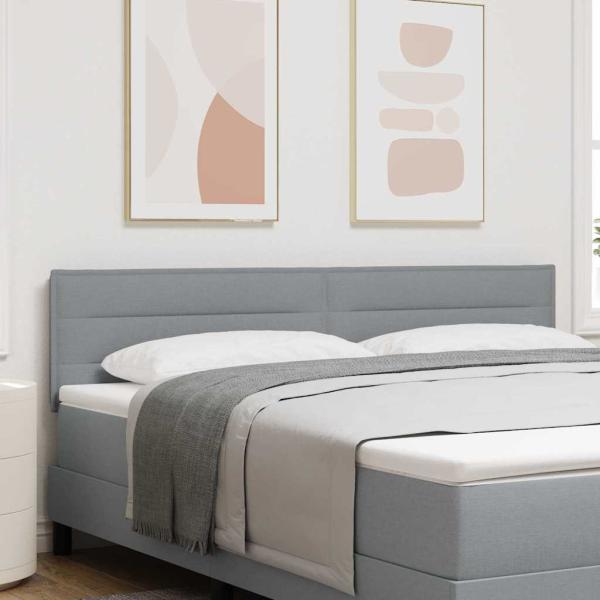 LED Kopfteil Linien-Design Hellgrau 90 cm Stoff