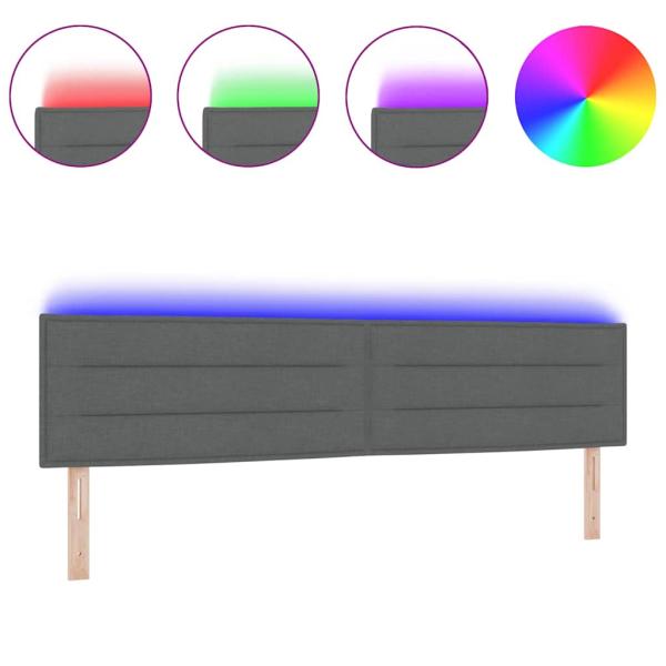LED Kopfteil Linien-Design Dunkelgrau 100 cm Stoff