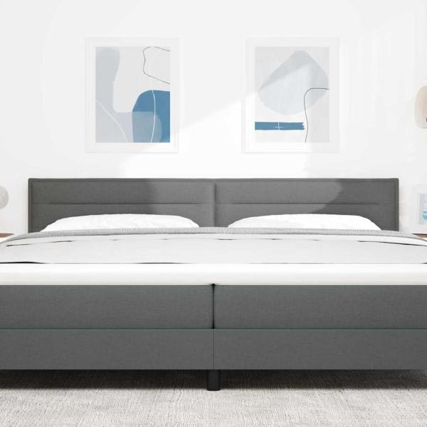 LED Kopfteil Linien-Design Dunkelgrau 100 cm Stoff