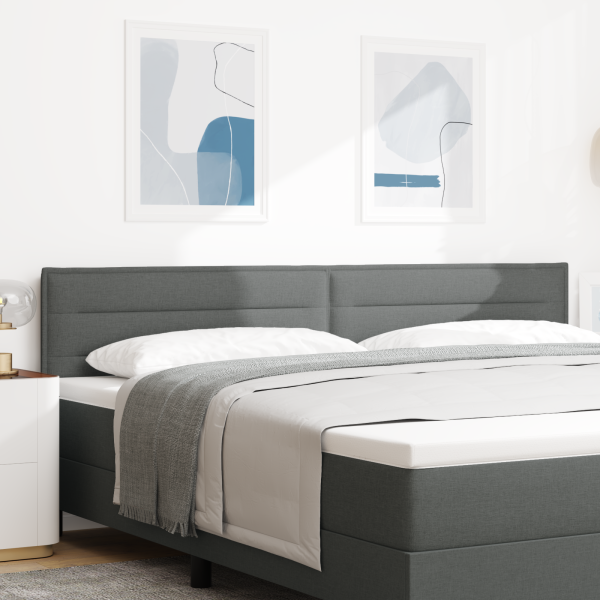 LED Kopfteil mit LED-Lichtleisten Dunkelgrau 200 cm Stoff