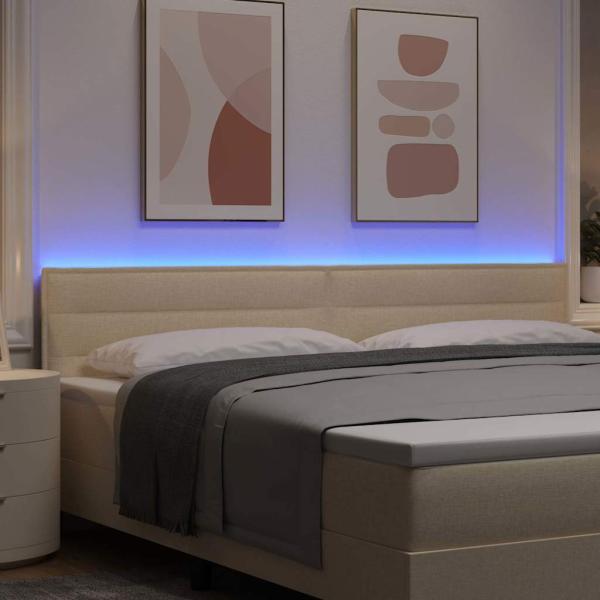 LED Kopfteil Linien-Design Creme 100 cm Stoff