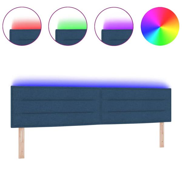 LED Kopfteil Linien-Design Blau 100 cm Stoff