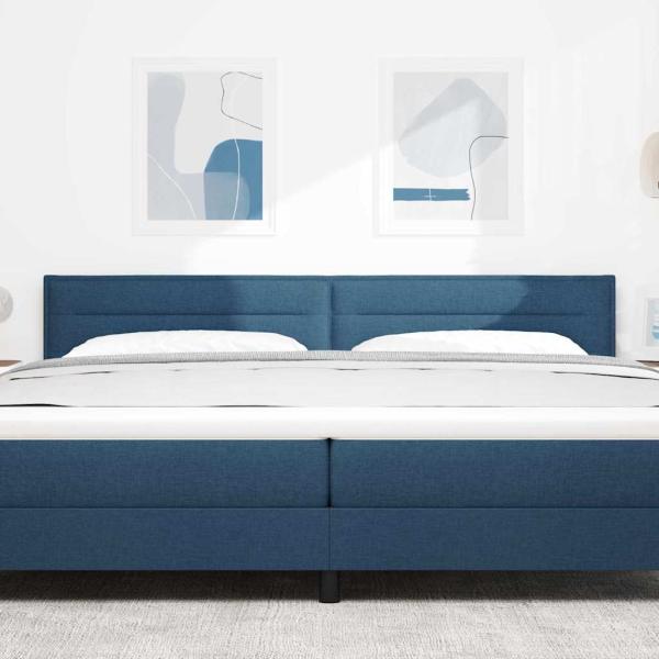 LED Kopfteil Linien-Design Blau 100 cm Stoff