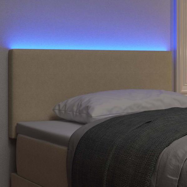 LED Kopfteil mit LED-Lichtleisten Grau-Grün 80 cm Cordstoff