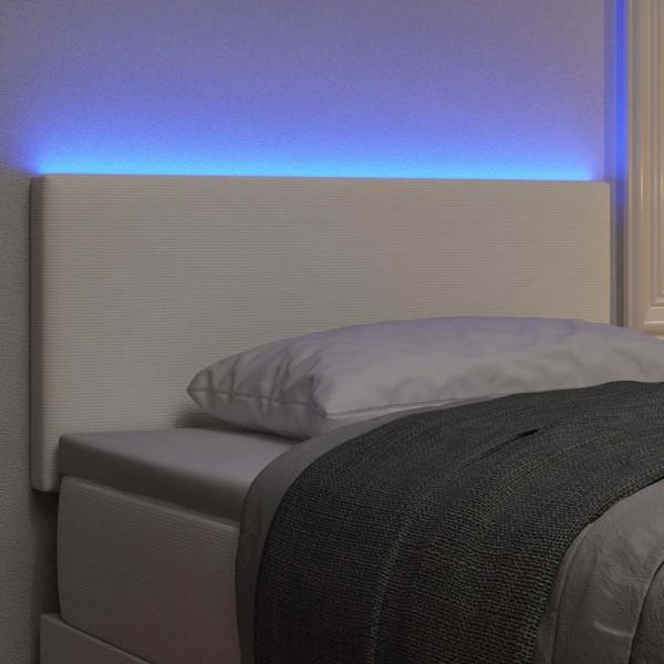 LED Kopfteil Einfarbig Creme 100 cm Cordstoff