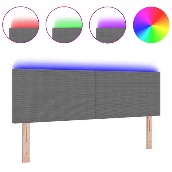 LED Kopfteil Schlichtes Design Hellgrau 80 cm Cordstoff