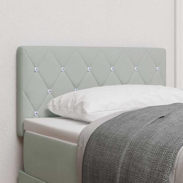 ARDEBO.de - LED Kopfteil Kristallknopf Gepolstert Hellgrau 80 cm Samt
